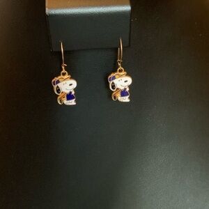 Playful Snoopy Golfer Dangle Earrings